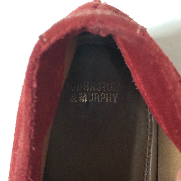 Johnston & Murphy Suede Lace Up Booties in Red Tan Sz 6.5 - Picture 5 of 8